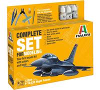 Italeri Kit de maquette plastique F-16 C/D Night Falcon 1:72 – Kit complet avec accessoires