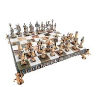 Italfama Florentino Renaissance Chess Set + Chess Board is Made in Onyx and Bronze