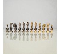 Italfama Jeu d'échecs 32 pièces - Pièces d'échecs classiques en laiton massif et bois de hêtre de style français, King hauteur 7,5 cm, adulte 14+