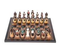 Italfama Napoléon en Russie Ensemble d'échecs peints à la main avec planche à carreaux en cuir