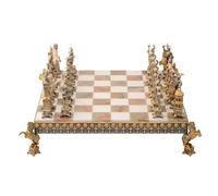 Italfama Vaticans vs Lansquenets Chess Set + Chess Board is Made in Onyx and Bronze
