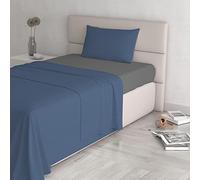 Italian Bed Linen CL-NC-avio/fumo-1PM Natural Color ensemble de draps de lit, avio/Gris foncé, Small double, 100 % Coton