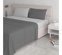 Italian Bed Linen CL-NC-Grigio chiaro/fumo-2P Natural Color Ensemble de draps de lit, Clair/Gris foncé, Double, 100 % Coton