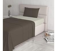 Italian Bed Linen CL-NC-marrone/panna-1PM Natural Color ensemble de draps de lit, Marron/Crème, Small double, 100 % Coton