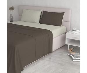 Italian Bed Linen CL-NC-marrone/panna-2P Natural Color ensemble de draps de lit, Marron/Crème, Double, 100 % Coton