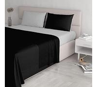 Italian Bed Linen CL-NC-Nero/Grigio chiaro-2P Natural Color ensemble de draps de lit, Noir/Gris clair, Double, 100 % Coton
