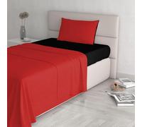 Italian Bed Linen CL-NC-rosso/nero-1P Natural Color ensemble de draps de lit, Rouge/Noir, Single, 100 % Coton