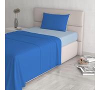 Italian Bed Linen CL-NC-royal/azzurro-1P Natural Color ensemble de draps de lit, royal/Bleu clair, Single, 100 % Coton