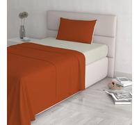 Italian Bed Linen CL-NC-terra/panna-1P Natural Color ensemble de draps de lit, Terre/Crème, Single, 100 % Coton