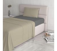 Italian Bed Linen CL-NC-tortora/fumo-1P Natural Color Ensemble de draps de lit, Tourterelle/Gris foncé, Single, 100 % Coton