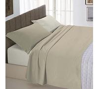 Italian Bed Linen CL-NC-tortora/panna-2P Natural Color ensemble de draps de lit, Gris tourterelle/Crème, Double