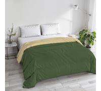 Italian Bed Linen Couette d’Hiver rembourrée Basic, Couleur Unie, Vert foncé/crème, 250x245cm
