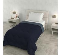 Italian Bed Linen Couette d’Hiver Zoe Made in Italy Bicolore Double Face, édredon Garni 250 g - lit Une Place 160x250 cm - Lavable en Machine - Bleu Marine/Bleu