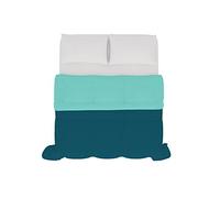 Italian Bed Linen Couette d'été Bicolore SOGNI E CAPRICCI, Vert Bouteille/Bleu Sarcelle 250x200 cm