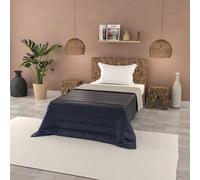 Italian Bed Linen Couette d'été en Microfibre Couleur Unie, Basic, Bleu foncé/Gris Clair, 160x240cm