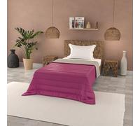 Italian Bed Linen Couette d'été en Microfibre Couleur Unie, Basic, Fuchsia/Gris Clair, 160x240cm