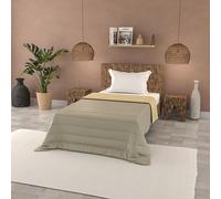 Italian Bed Linen Couette d'été en Microfibre Couleur Unie, Basic, Gris Tourterelle/Crème, 160x240cm