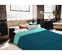 Italian Bed Linen Couette Eau, Double, Microfibre, Vert Bouteille/Vert Aqua, 250x200 cm