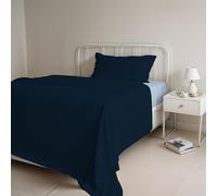 Italian Bed Linen Couleur Naturelle Ensemble de draps de lit “Natural Colour”, Coton, Bleu foncé/Bleu Clair, 1 Place