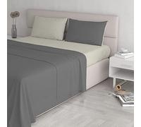 Italian Bed Linen Couleur Naturelle Ensemble de draps de lit “Natural Colour”, Coton, Gris fumée/Crème, 2 Places