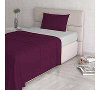 Italian Bed Linen Couleur Naturelle Ensemble de draps de lit “Natural Colour”, Coton, Prune/Gris Clair, 1 Place et demie