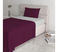 Italian Bed Linen Couleur Naturelle Ensemble de draps de lit “Natural Colour”, Coton, Prune/Gris Clair, 1 Place
