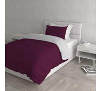 Italian Bed Linen Couleur Naturelle Housse de Couette Natural Colour, Coton, Prune/Gris Clair, 1 Place