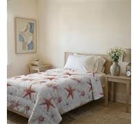 Italian Bed Linen Couvre-lit matelassé d’été Ligne Basic Made in Italy en Microfibre Douce imprimée - Couette Printemps-été mi-Saison - Starfish, Simple 160x240 cm