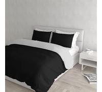 Italian Bed Linen CP-NC-Nero/Grigio Chiaro - 2P Natural Color housse de couette double-face couleur unie avec taies d'oreiller, 100 % Coton, Noir/Gris Clair