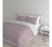 Italian Bed Linen CP-NC-Rosa Antico/Grigio chiaro-2P Natural Color housse de couette double-face couleur unie avec taies d'oreiller, 100 % Coton, Rose/Gris Clair