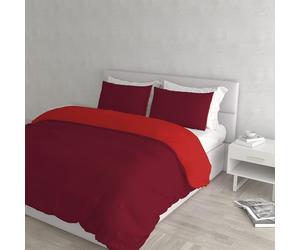 Italian Bed Linen CP-NC-Rosso/Bordeaux - 2P Natural Color housse de couette double-face couleur unie avec taies d'oreiller, Rouge