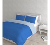 Italian Bed Linen CP-NC-royal/azzurro-2P Natural Color housse de couette double-face couleur unie avec taies d'oreiller, Royal/Bleu Clair