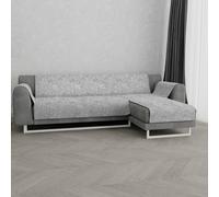 Italian Bed Linen Datex “Glamour” Housse de canapé antidérapante avec chaise-longue droite, Gris clair, 240cm
