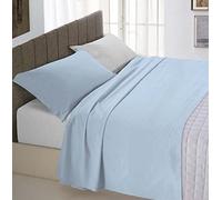 Italian Bed Linen Ensemble de draps de lit “Natural Color”, Bleu Clair/Gris Clair, 2 Places
