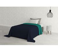 Italian Bed Linen Estivo Une Place, Microfibre + Rembourrage Polyester, Bleu foncé/Sarcelle, 170 x 270 cm