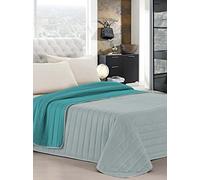 Italian Bed Linen Estivo Une Place, Microfibre + Rembourrage Polyester, Vert d'eau/Gris Clair, 170 x 270 cm