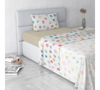 Italian Bed Linen Fashion Parure de lit en Microfibre, Ensemble de draps Made in Italy, Balloon, 1 Place et demie