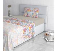 Italian Bed Linen Fashion Parure de lit en Microfibre, Ensemble de draps Made in Italy, Francis, 1 Place et demie