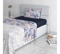 Italian Bed Linen Fashion Parure de lit en Microfibre, Ensemble de draps Made in Italy, Lena, 1 Place et demie