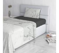 Italian Bed Linen Fashion Parure de lit en Microfibre, Ensemble de draps Made in Italy, Marble, 1 Place et demie