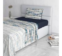 Italian Bed Linen Fashion Parure de lit en Microfibre, Ensemble de draps Made in Italy, Modern Sky, 1 Place et demie