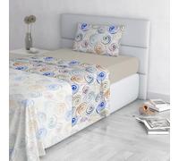 Italian Bed Linen Fashion Parure de lit en Microfibre, Ensemble de draps Made in Italy, Spirals, 1 Place et demie