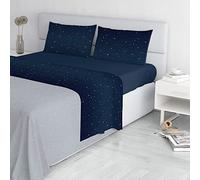 Italian Bed Linen Fashion Parure de lit en Microfibre, Ensemble de draps Made in Italy, Stars, 2 Places