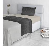 Italian Bed Linen Fashion Parure de lit en Microfibre, Ensemble de draps Made in Italy, Stars Grigio, 1 Place et demie