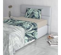 Italian Bed Linen Fashion Parure de lit en Microfibre, Ensemble de draps Made in Italy, Tropical, 1 Place