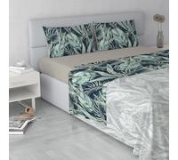 Italian Bed Linen Fashion Parure de lit en Microfibre, Ensemble de draps Made in Italy, Tropical, 2 Places