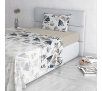 Italian Bed Linen Fashion Parure de lit en Microfibre, Ensemble de draps Made in Italy, Urban Blu, 1 Place et demie