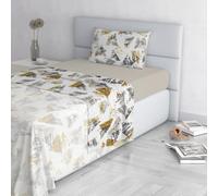 Italian Bed Linen Fashion Parure de lit en Microfibre, Ensemble de draps Made in Italy, Urban Giallo, 1 Place et demie