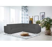 Italian Bed Linen Housse de canapé d’Angle élastique Dahlia, 92% Polyester + 8% élasthanne, Gris Foncé
