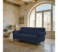 Italian Bed Linen Housse de canapé Fashionable Extensible, sans Repassage | Protection de canapé 3 places, Extensible de 170 à 230 cm, Housse de protection, Microfibre, Coton et Élasthanne, Bleu Foncé